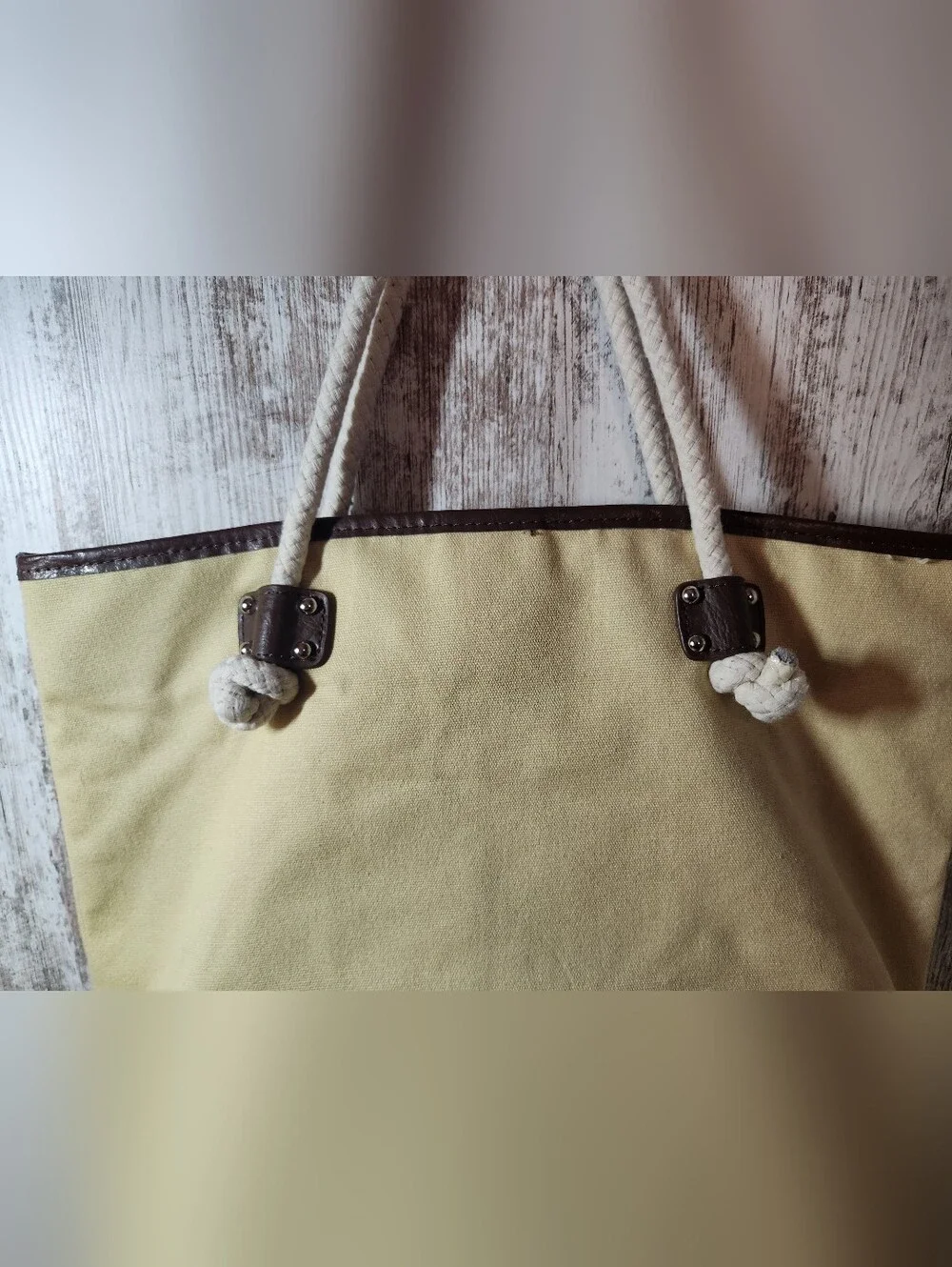 Straw Studios Cream Canvas Tote with Pink Stripes Rope Handles Nautical Vibes